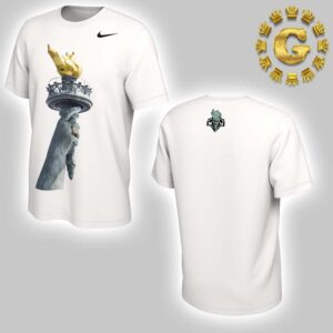 New York Liberty Nike White 2024 WNBA Finals Champions Authentic Parade Two Side T-Shirt