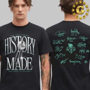 New York Liberty Stadium Essentials Black 2024 WNBA Finals Champions History Made Roster Signature Two Side Unisex T-Shirt