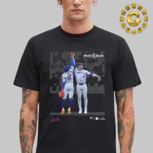 New York Mets Harrison Bader And Francisco Lindor Black 2024 MLB Postseason Moments Unisex T-Shirt