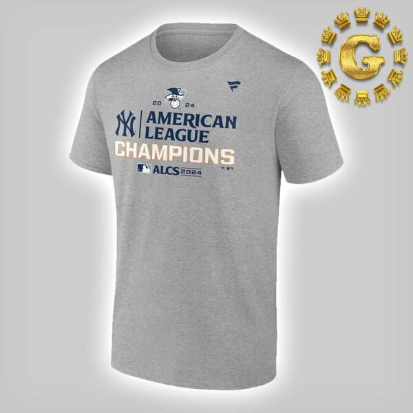 New York Yankees Fanatics Heather Gray 2024 American League Champions Locker Room Unisex T-Shirt