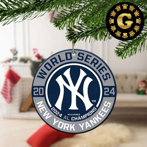 New York Yankees WinCraft 2024 American League Champions Domed Metal Auto Emblem Ceramic Christmas Decorations Ornament