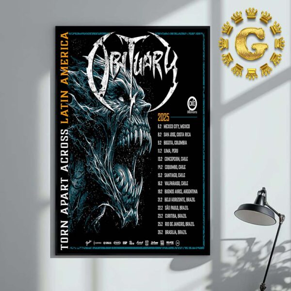 Obituary Band Poster Dates Lists Tour Apart Across Latin America 2025 Home Decor Poster Canvas