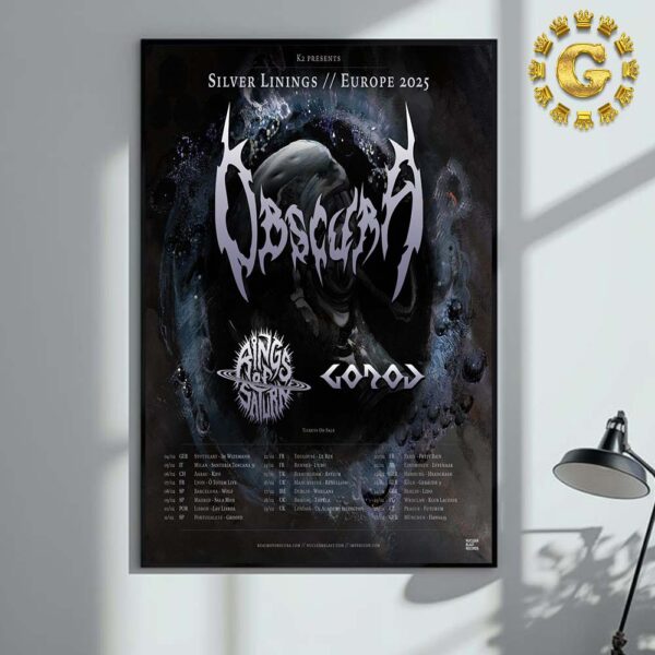 Obscura Band Silver Linings Europe Tour 2025 Schedule Lists Start In Stuttgart  Germany At Im Wizemann On April 2 2025 Home Decor Poster Canvas