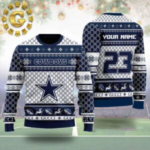 Personalize Dallas Cowboys 2024 Football Dallas Cowboys Pattern Ugly Christmas Sweater