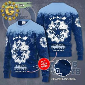 Personalized Dallas Cowboys Wreath Snowflake Dallas Cowboys Ugly Christmas Sweater Gift For Holiday