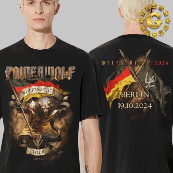 Powerwolf Wolfsnachte Tour 2024 Merch Tee At Berlin In Germany On October 19th 2024 Two Side Unisex T-Shirt