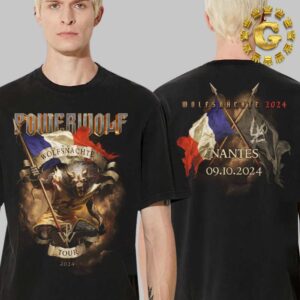 Powerwolf Wolfsnachte Tour 2024 Merch Tee At Nantes In France On October 9th 2024 Two Side Unisex T-Shirt