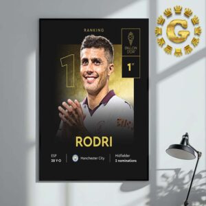 Rodri Is The 2024 Men’s Ballon D’or 1st Manchester City Midfielder 2 Nominations Home Decor Poster Canvas