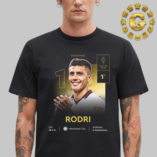 Rodri Is The 2024 Men’s Ballon D’or 1st Manchester City Midfielder 2 Nominations Unisex T-Shirt