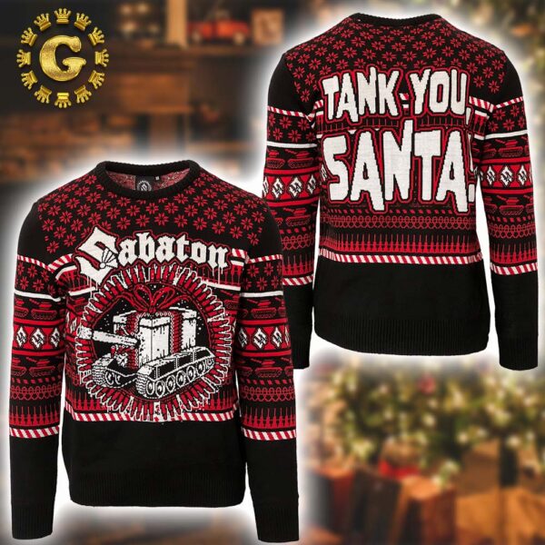 Sabaton Tank You Santa X-mas Panttern Classic Knitted White Christmas Ugly Sweater