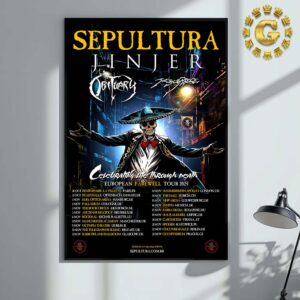 Sepultura x Jinjer Celebrating Life Through Death European Farewell Tour 2024 With Support Obituary Jesus Piece Schedule List Poster Canvas