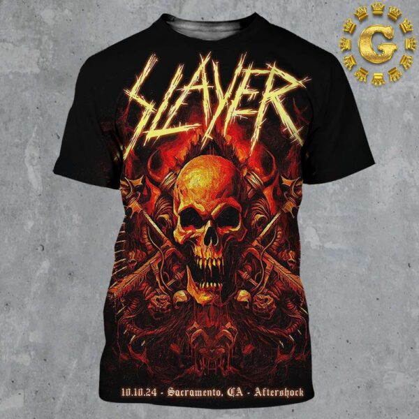 Slayer Event Poster Aftershock 2024 At Aftershock In Sarramento CA On October 10th 2024 All Over Print Shirt