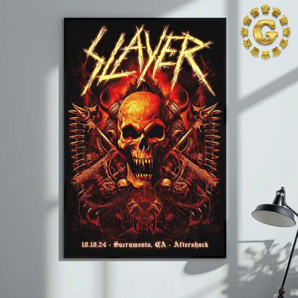 Slayer Event Poster Aftershock 2024 At Aftershock In Sarramento CA On October 10th 2024 Home Decor Poster Canvas