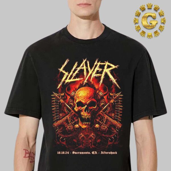 Slayer Event Poster Aftershock 2024 At Aftershock In Sarramento CA On October 10th 2024 Unisex T-Shirt