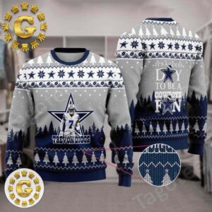 Trevon Diggs 7 NFL Dallas Cowboys Dallas Cowboys Xmas 2024 Holiday Gift Ugly Christmas Sweater