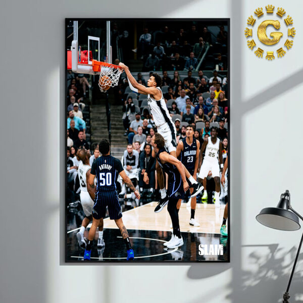 Victor Wembanyama Poster Dunk Over Moritz Wagner Matchup San Antonio Spurs Vs Orlando Magic 2024 NBA Preseason Home Decor Poster Canvas