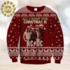 ACDC Angus Young Hells Bells With Flames And Reindeer Ugly Christmas Sweater Gift For Holiday