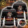 ACDC Angus Young Under The Snowy Night Panttern Classic Knitted White Christmas Ugly Sweater