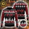 ACDC Band Funny Graphics Snowflakes And Thunder Pattern Knitted Yellow Pattern Classic Gift For Fans Christmas Ugly Sweater