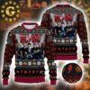 ACDC Band Funny Graphics Snowflakes And Thunder Pattern Knitted Yellow Pattern Classic Gift For Fans Christmas Ugly Sweater