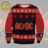 ACDC Band Signature Logo With Thunder Panttern Classic Knitted White Christmas Ugly Sweater