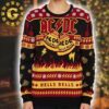 ACDC Signature Logo Christmas Tree Black And Gold Knitted Ugly Christmas Sweater Gift For Holiday