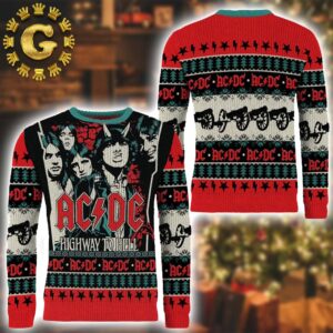 ACDC Highway To Hell Whole Lotta Cozy Panttern Classic Knitted White Christmas Ugly Sweater