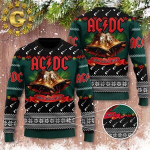 ACDC Jingle Hells Bells With Signature Bells Art Electric Guitar Xmas 2024 Holiday Gift Ugly Christmas Sweater