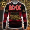 ACDC Signature Logo Christmas Tree Black And Gold Knitted Ugly Christmas Sweater Gift For Holiday