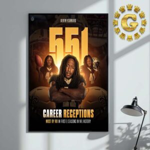 Alvin Kamara Hutchinson Community College Reach 551 Career Receptions Most By RB In First 8 Seasons In NFL History Home Decor Poster Canvas