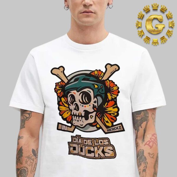 Anaheim Ducks Dia De Los Ducks Hockey Skull T-Shirt