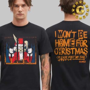 Blink-182 Santa Jail I Wont Be Home For Oiristmas Please Post My Bail Two Sides Unisex T-Shirt