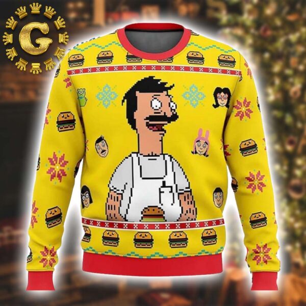 Bob’s Burgers Panttern Classic Knitted White Christmas Ugly Sweater