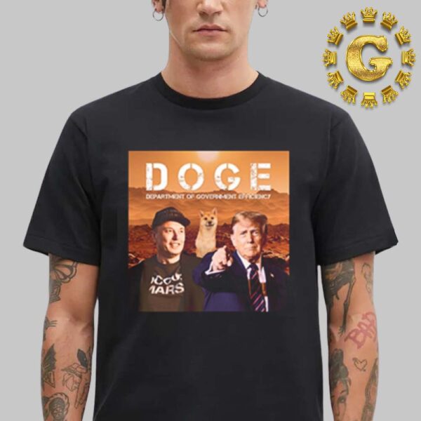 DOGE Department Of Government Efficiency​ Donald Trump With Elon Musk And Shiba Inu Unisex T-Shirt