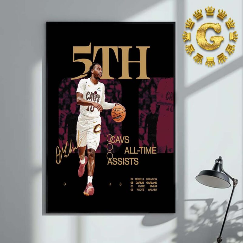 Darius Garland Cleveland Cavaliers 5th Cavs All Time Assists NBA 2024 Home Decor Poster Canvas