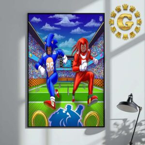 Jahmyr Gibbs And David Montgomery Detroit Lions Happy Halloween From Sonic And Knuckles NFL Home Decor Poster Canvas