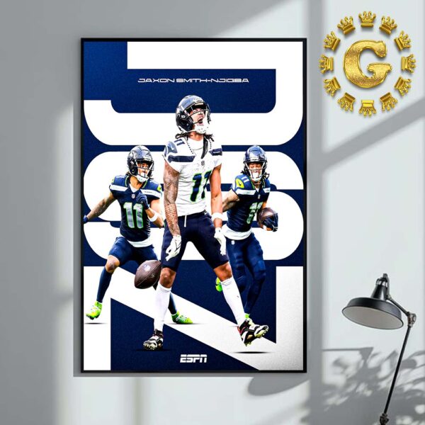 Jaxon Smith Njigba Seattle Seahawks Reach 17 Receptions 290 Yards 2 Touchdowns NFL Home Decor Poster Canvas