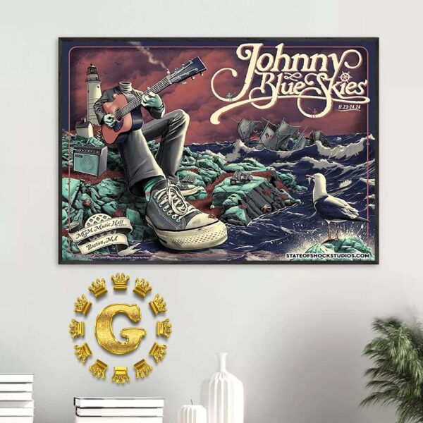 Johnny Blue Skies Official Poster In Boston At The MGM Music Hall At Fenway Park On November 23 And 24 2024 Home Decor Poster Canvas