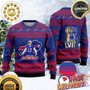 Josh Allen Buffalo Bills NFL Super Bowl LVII Champions Ugly Christmas Sweater Gift For Holiday