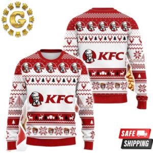 Kentucky Fried Chicken KFC Panttern Classic Knitted White Christmas Ugly Sweater