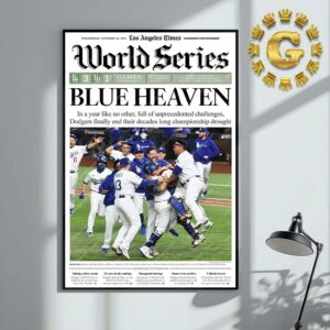 LA Dodgers World Series Champions 2024 MLB Framed Newspaper Home Decor Poster Canvas