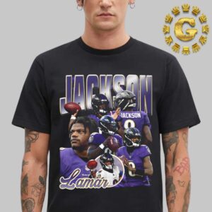 Lamar Jackson Baltimore Ravens Number 8 Vintage Tee NFL Unisex T-Shirt