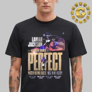 Lamar Jackson From Baltimore Ravens Has 4 Career Games With A Perfect Most In NFL History Unisex T-Shirt