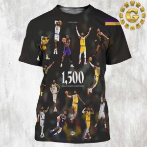 LeBron James Los Angeles Lakers Reach 1500 Regular Season Career Games All Over Print Shirt