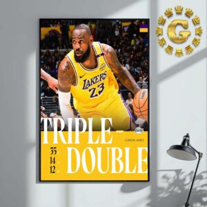 LeBron James Los Angeles Lakers Triple Double 35P 14A 12R NBA Home Decor Poster Canvas