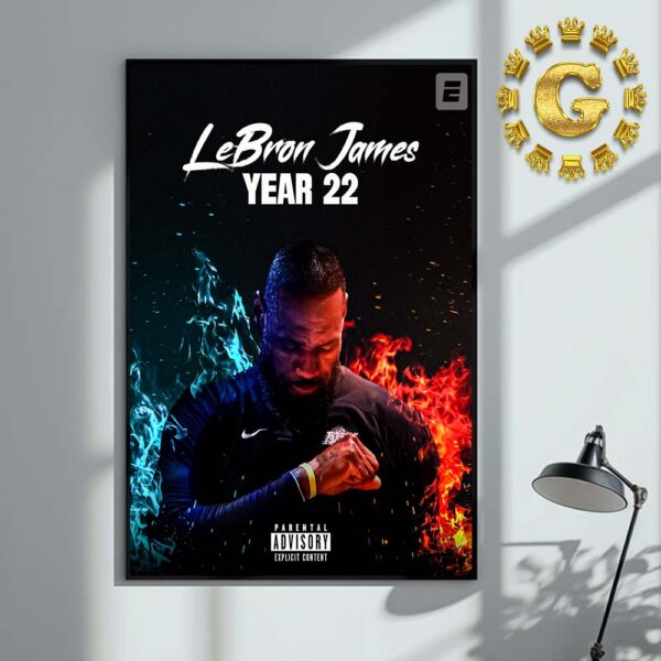 LeBron James Los Angeles Lakers Year 22 Parental Advisory Expclicit Content NBA Home Decor Poster Canvas