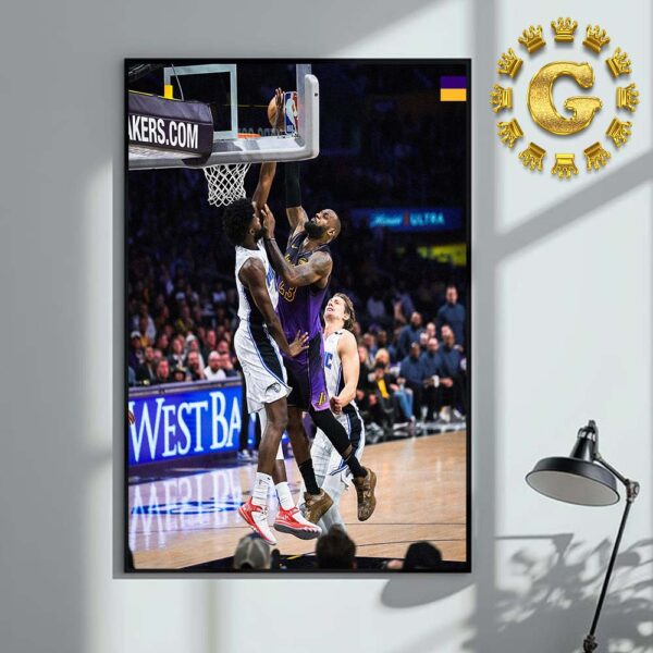 Lebron James Poster Jonathan Isaac Moment In Match Los Angeles Lakers Vs Orlando Magic NBA On Thursday November 21th 2024 Home Decor Poster Canvas