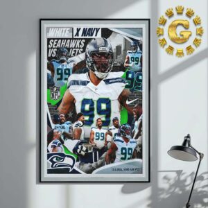 Leonard Williams Seattle Seahawks White X Navy NFL December 1 2024 Home Decor Poster Canvas