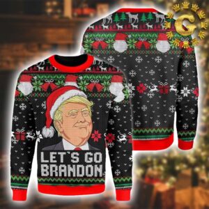 Lets Go Brandon Funny Trump Xmas 2024 Holiday Gift Ugly Christmas Sweater