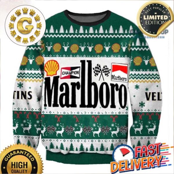 Marlboro Racing Pattern Classic Gift For Fans Christmas Ugly Sweater